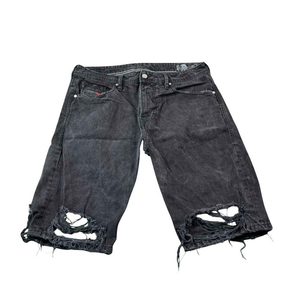 Diesel Thoshort Black Distressed Men's‎ Slim Jean Short Size 32